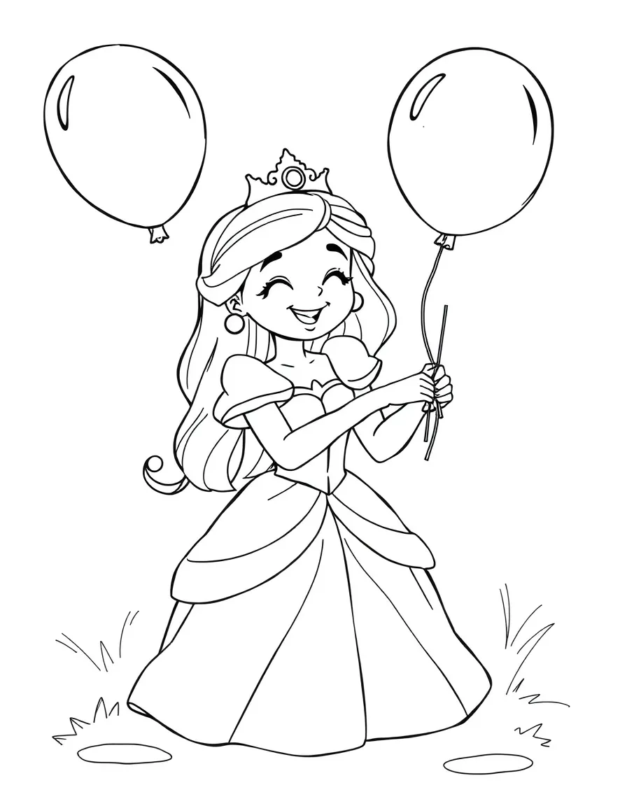 A princess having a water balloon fight, laughing mischievously.