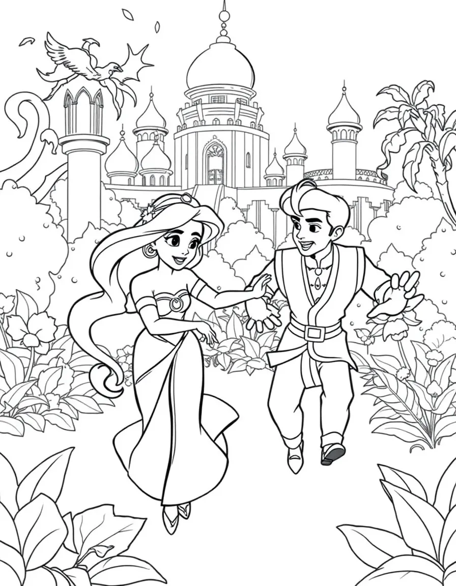 Jasmine and Raja playing a gentle game of chase in the palace gardens.