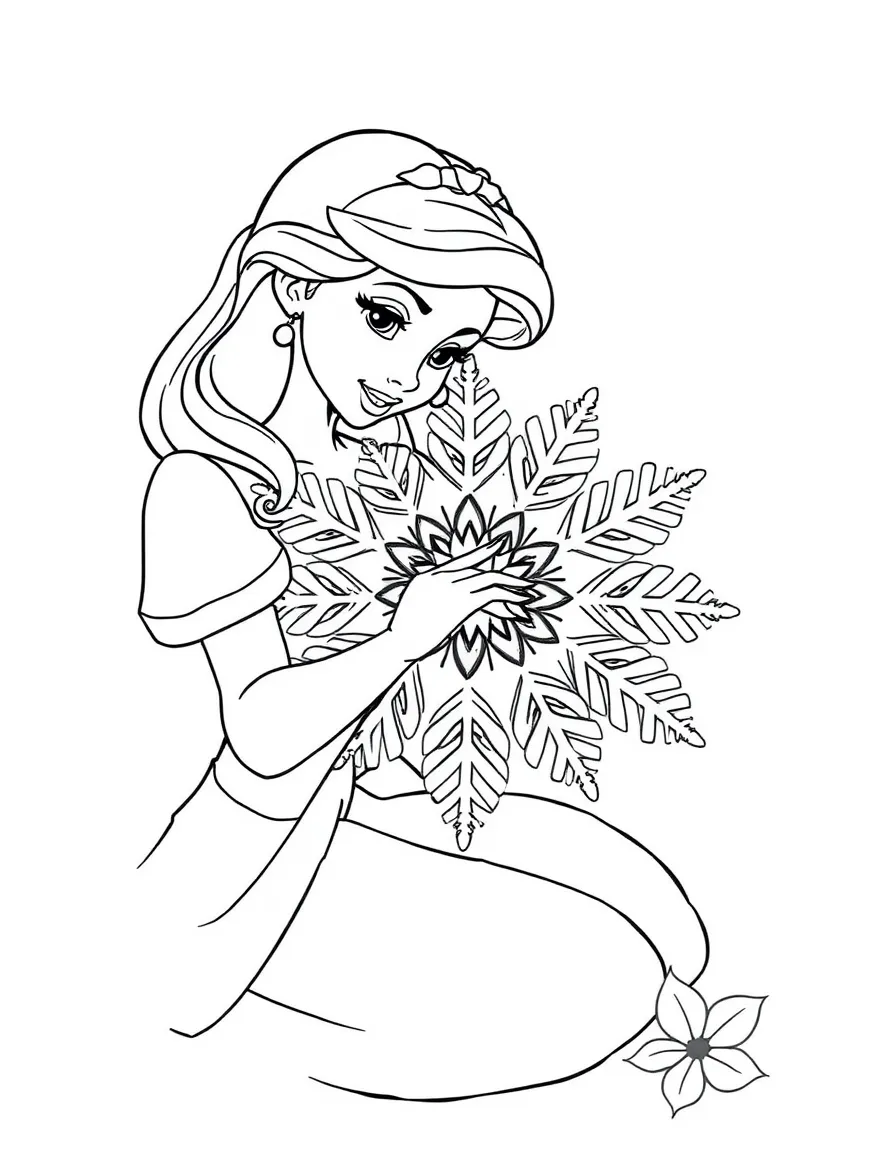 A Disney princess making a beautiful, intricate paper snowflake.