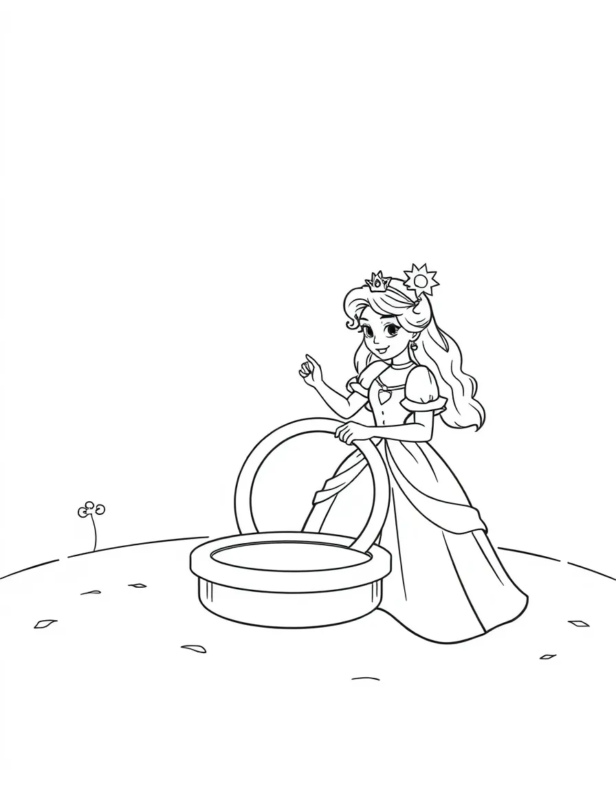 A princess playing a game of giant ring toss with enchanted rings.