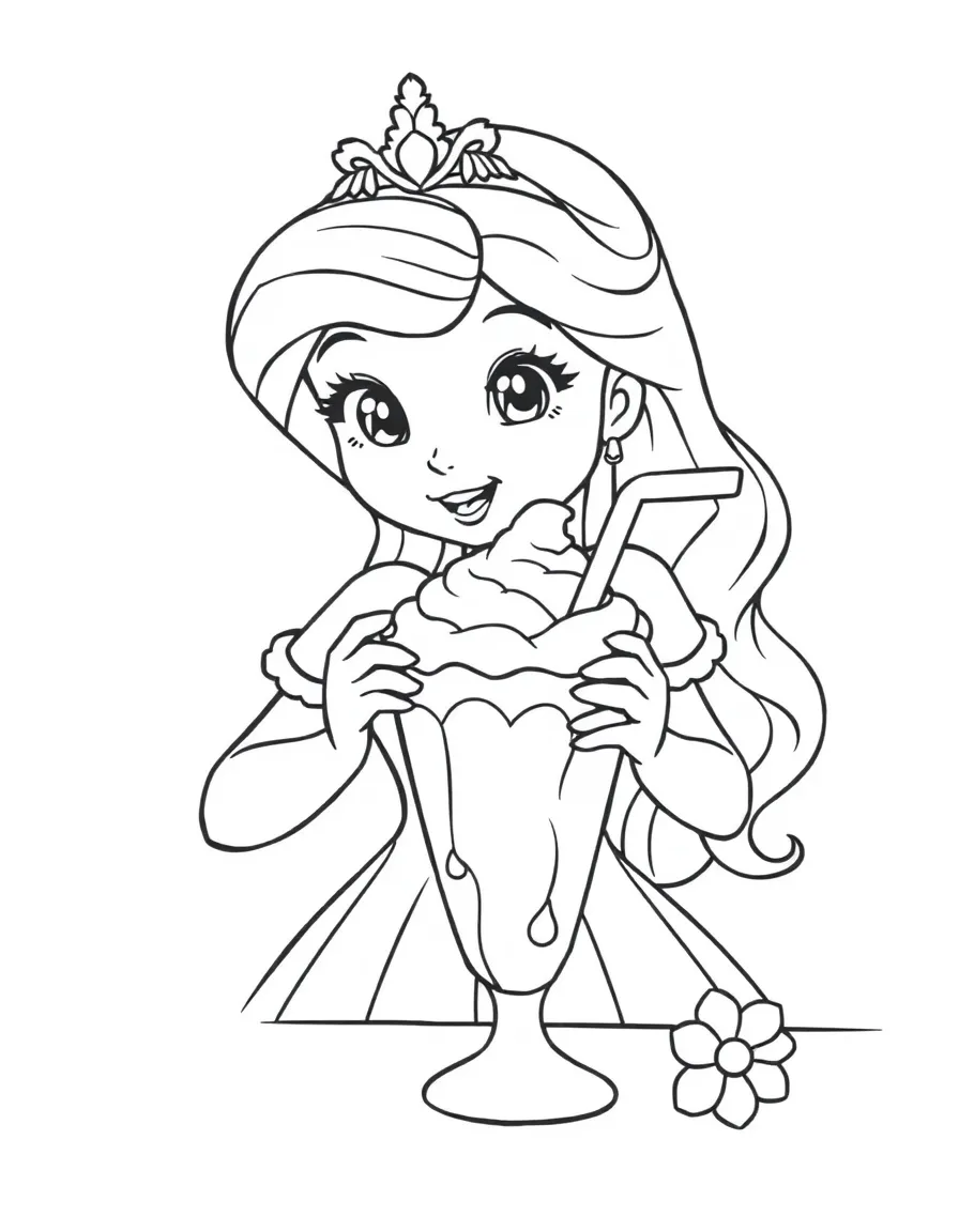 A princess making a delicious, frothy milkshake.