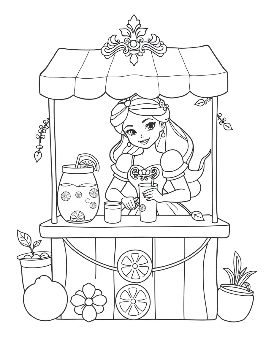 A princess making a delicious, refreshing lemonade stand.