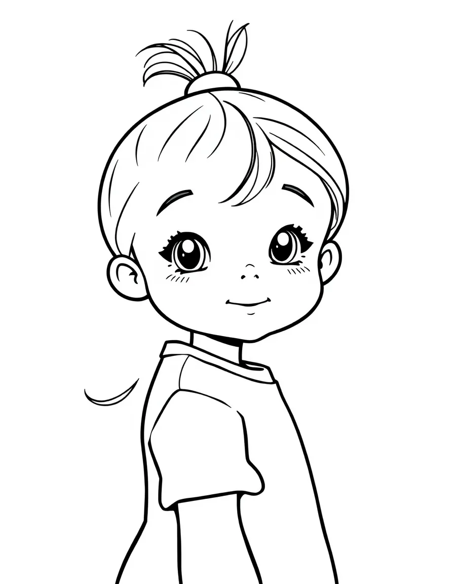 A child with a simple ponytail.