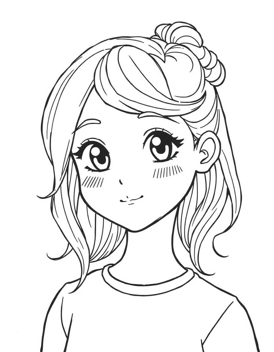 A girl with a half-up, half-down hairstyle.
