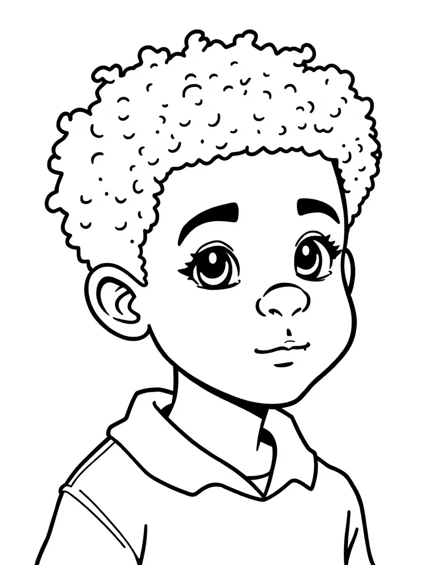 A boy with a short afro.