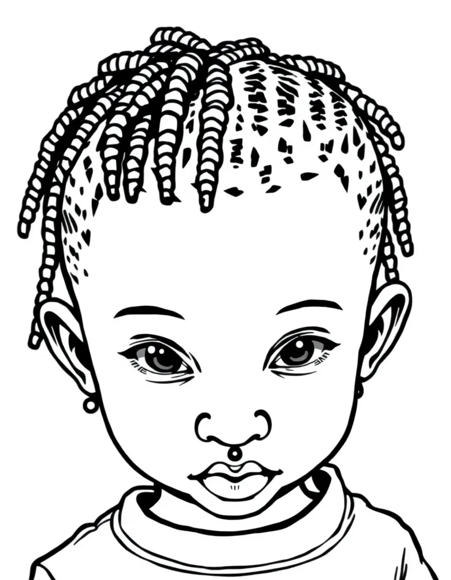 A child with cornrows, facing forward.