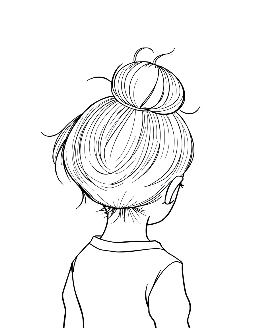A child with a messy bun.