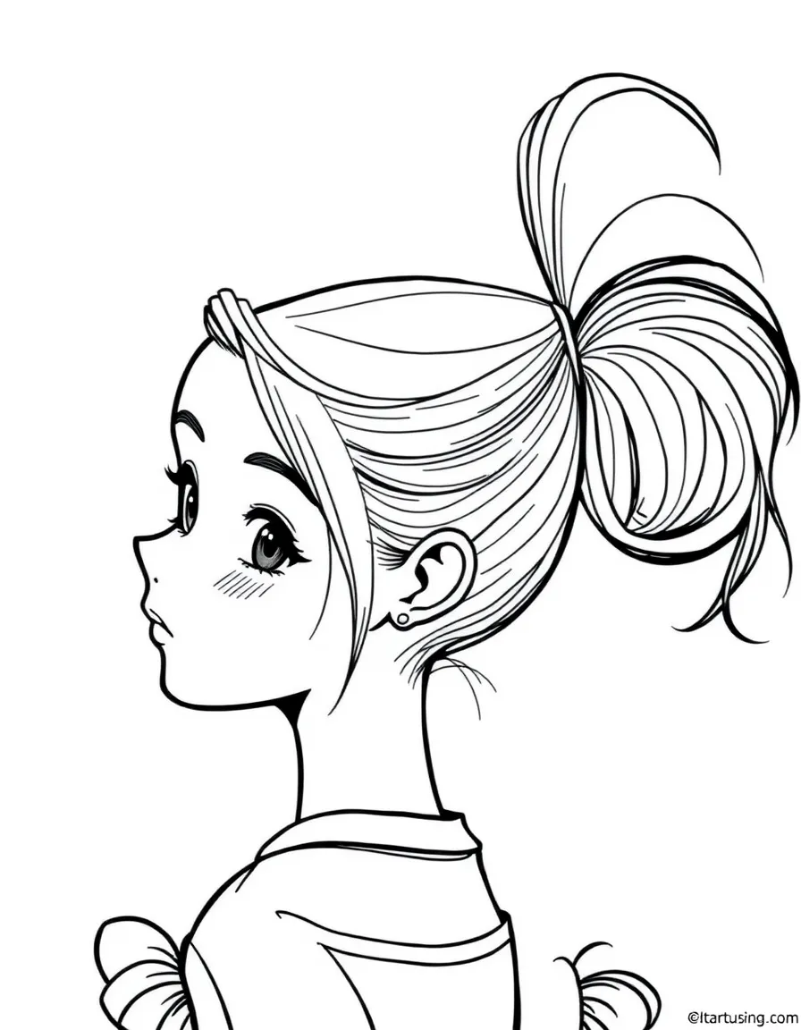 A girl with a high ponytail.