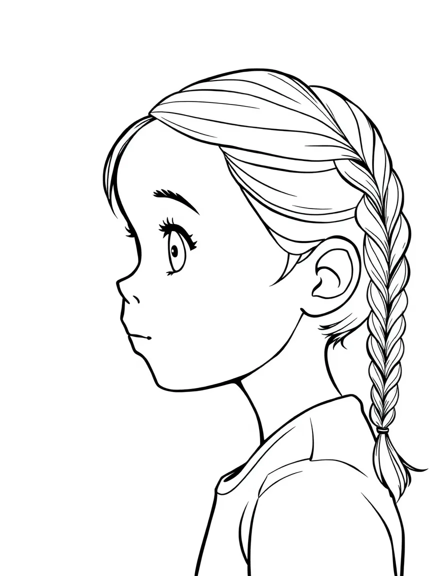 A child with hair in a simple side braid.
