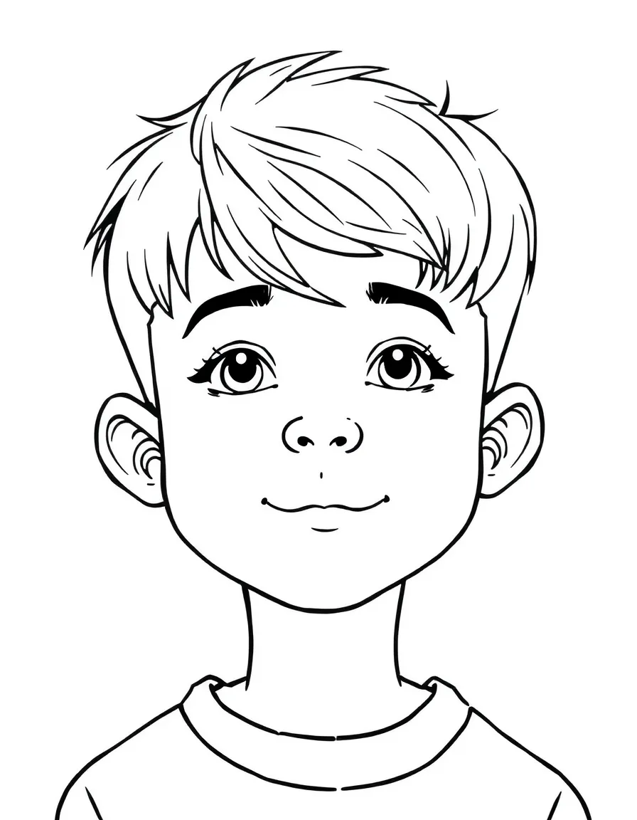 A boy with a short, neat haircut.