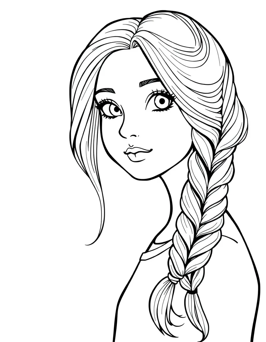 A girl with hair in a French braid.