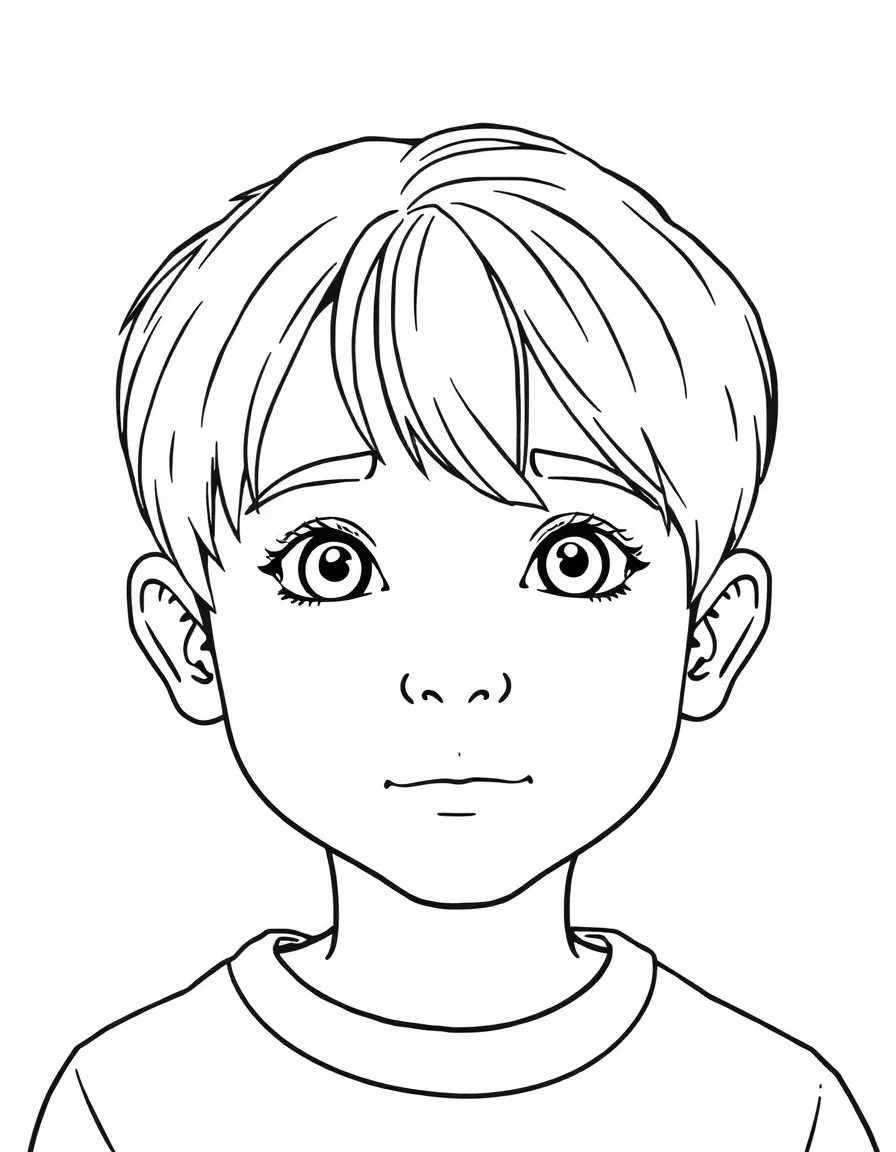 A boy with hair parted down the middle.