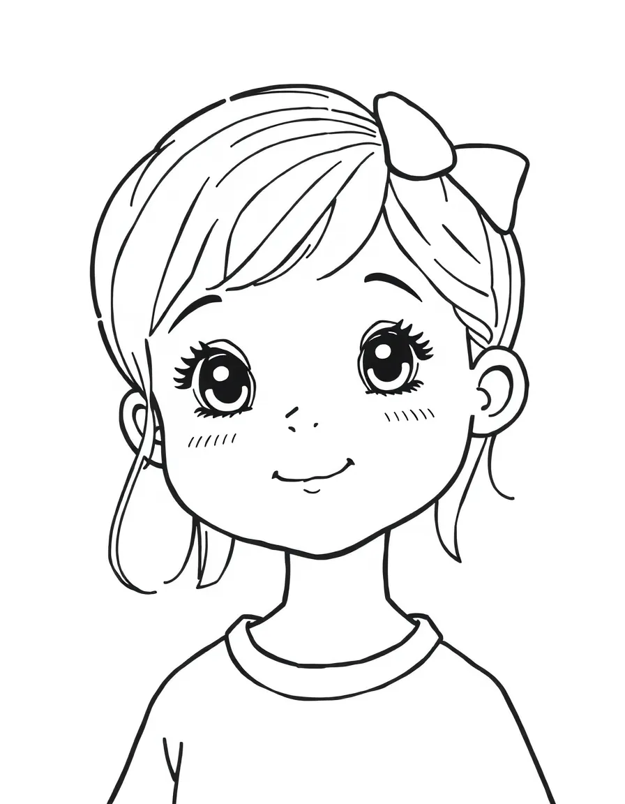A child with hair styled with a simple ribbon.