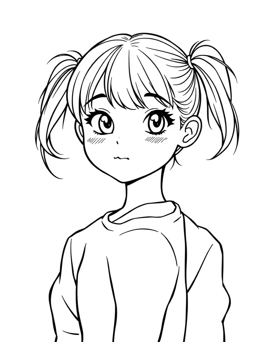 A girl with two side ponytails.
