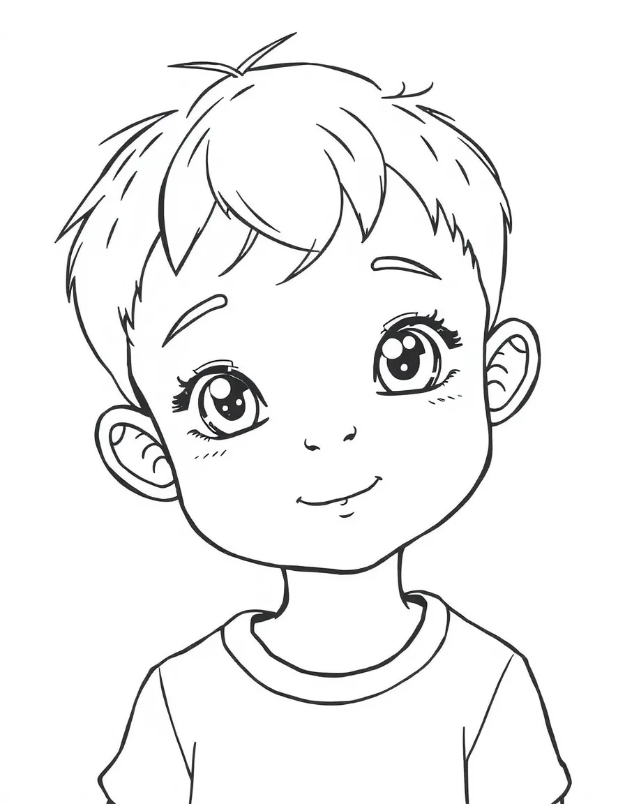A child with very short hair.