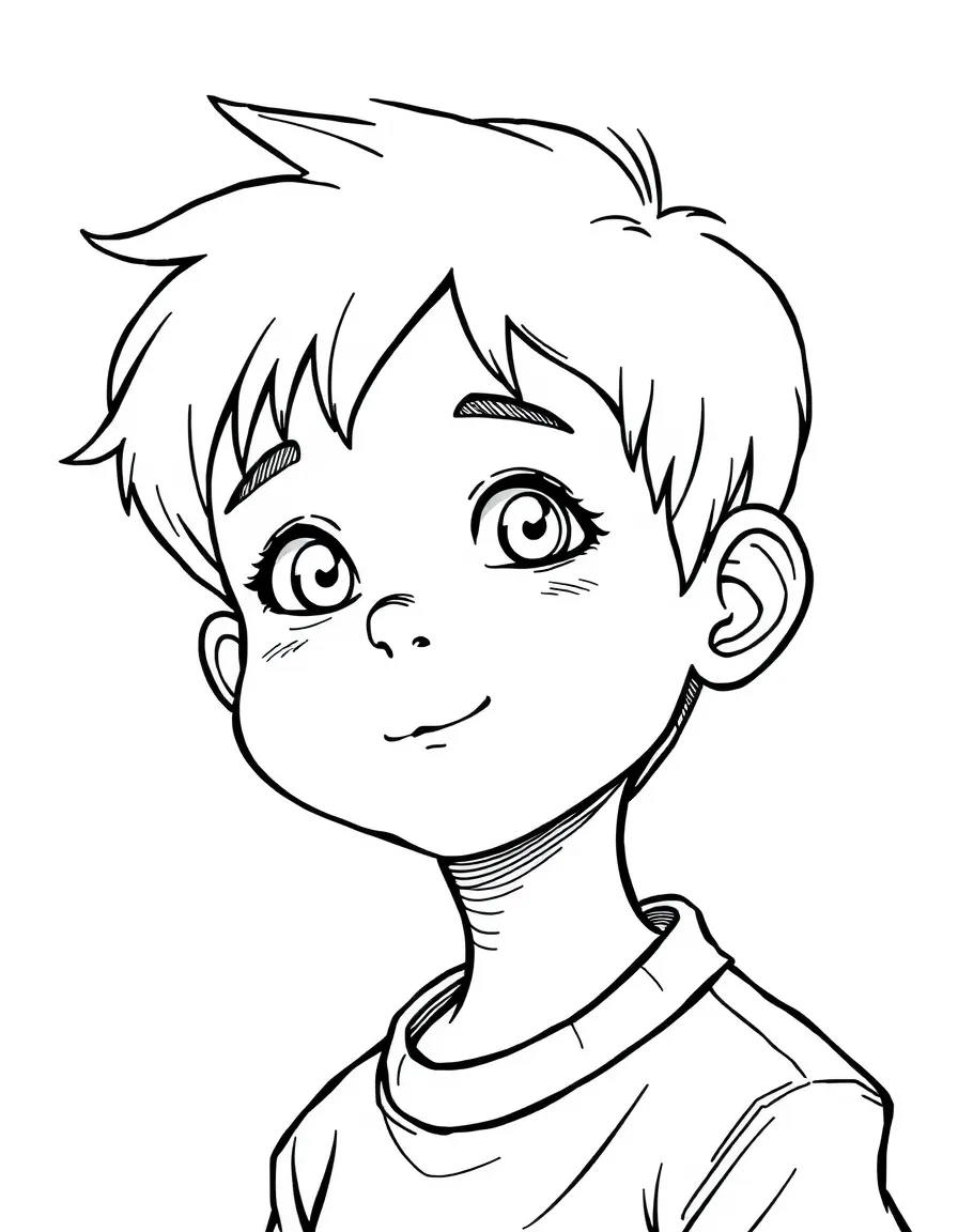 A boy with a textured crop.