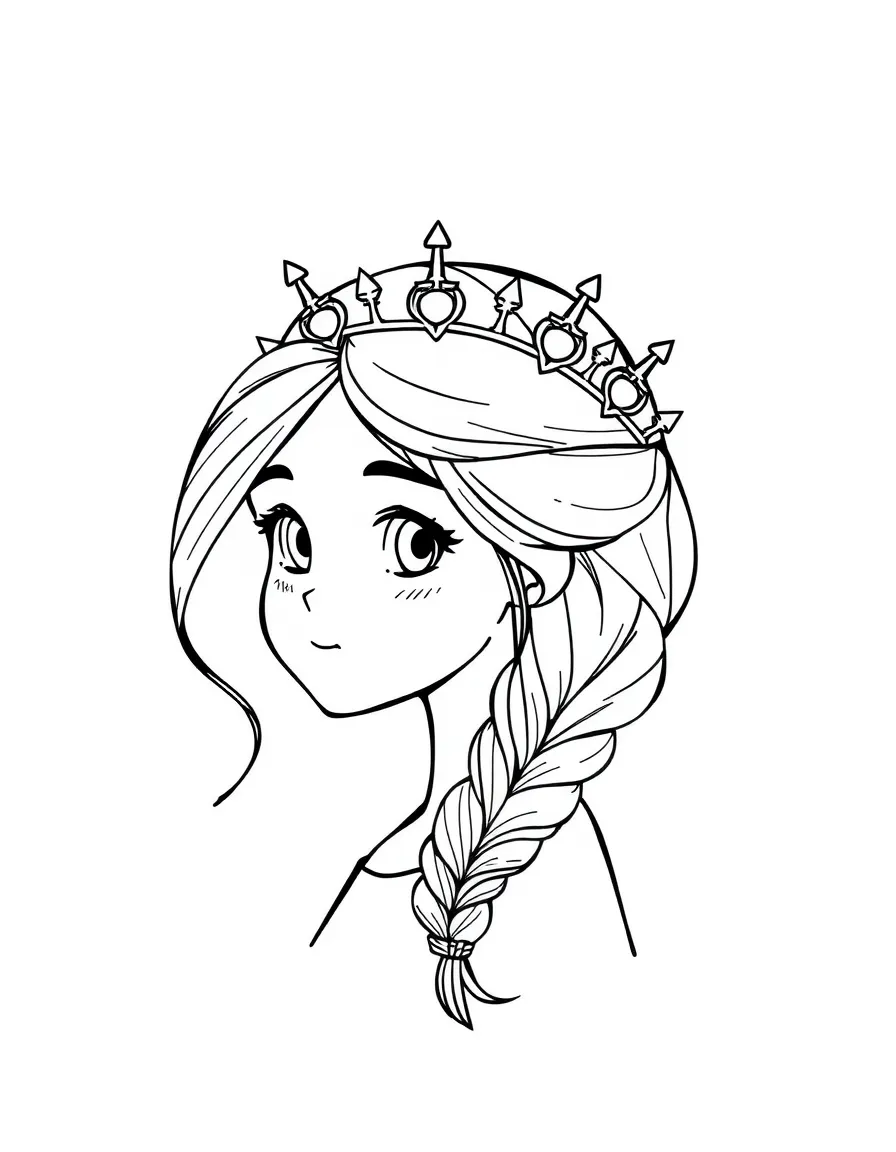 A girl with hair in a crown braid.