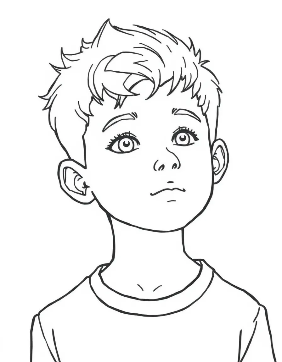 A boy with an undercut (simple line).
