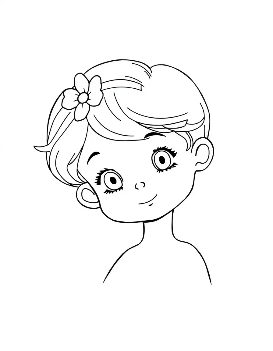 A child with hair styled with a small flower.
