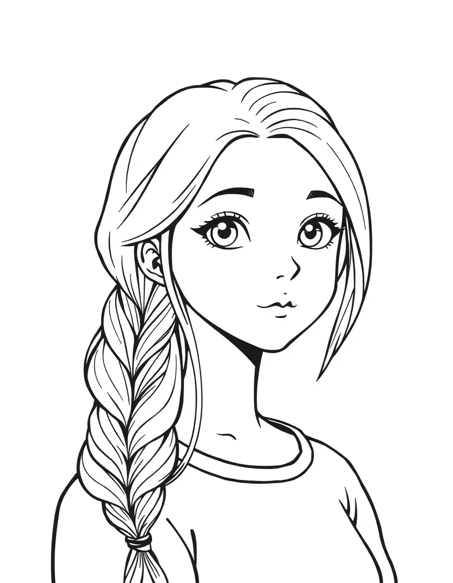 A girl with hair in a ladder braid.