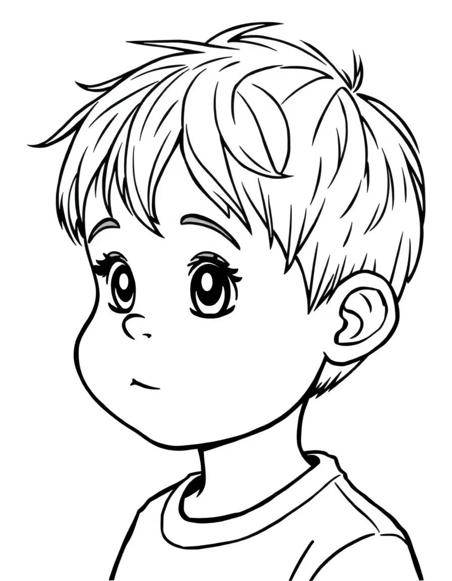 A child with a short, choppy haircut.