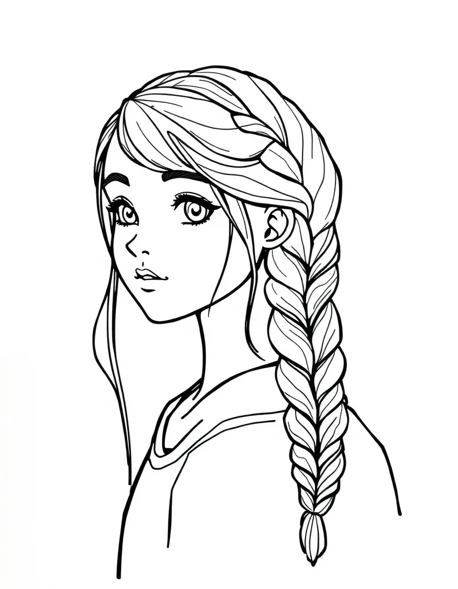 A girl with hair in a rope braid.