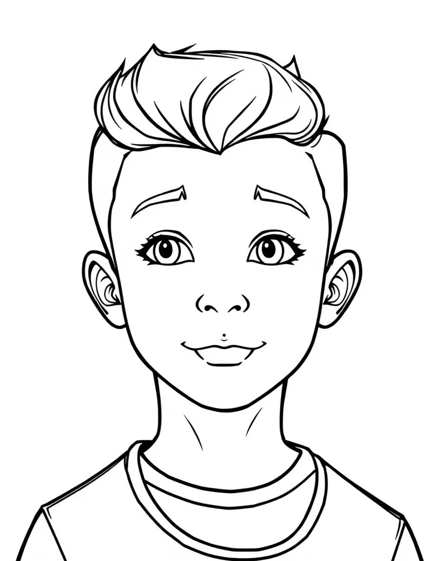 A boy with a short pompadour.