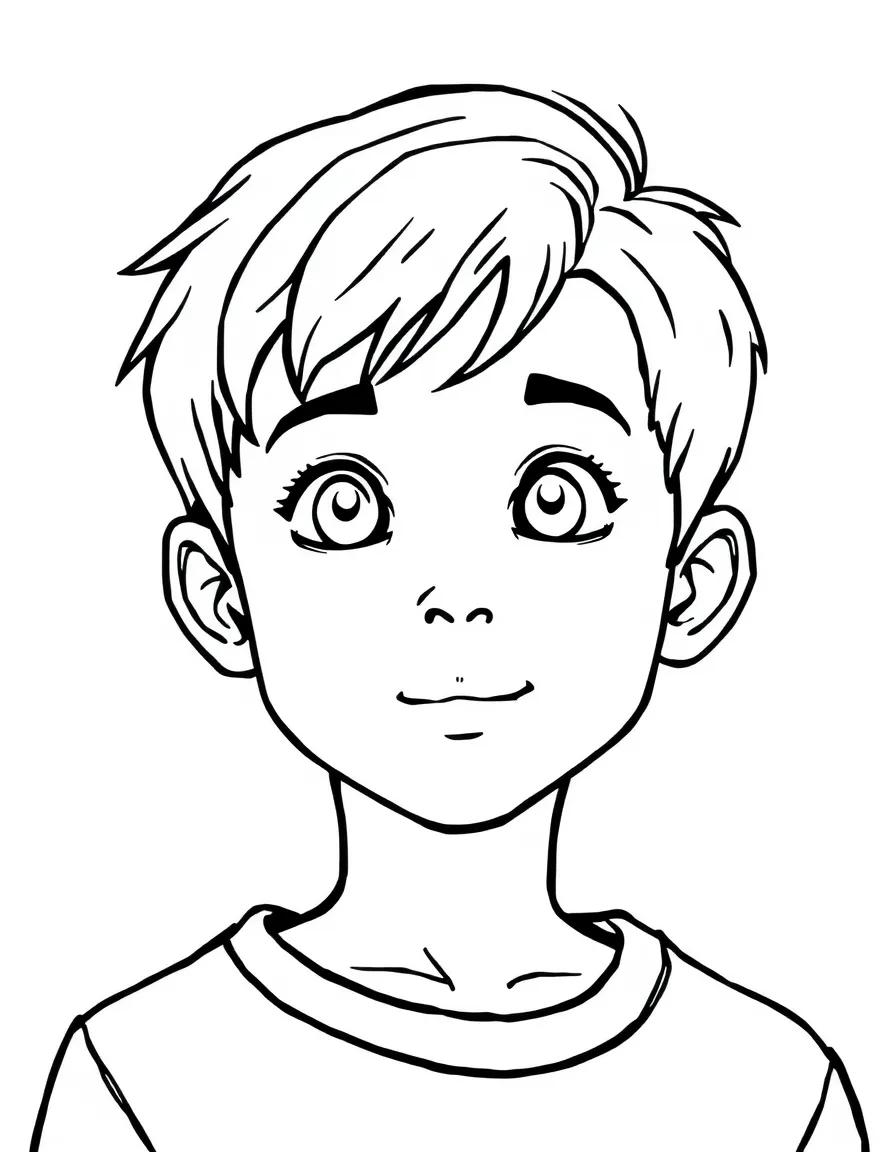 A boy with hair parted on the right side.