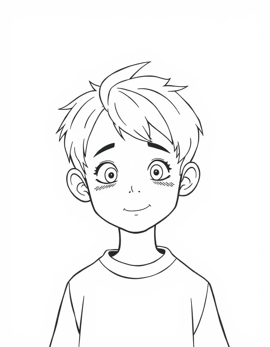 A boy with hair that is slightly longer on top.