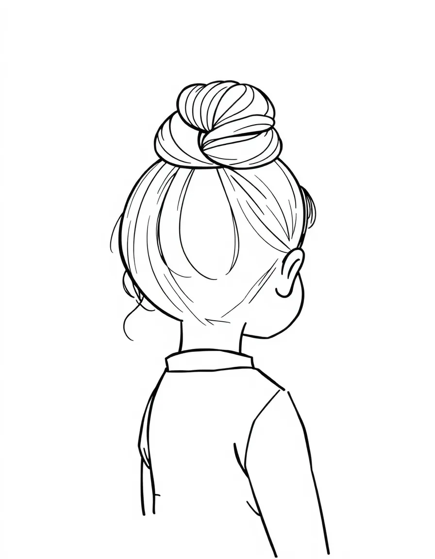A child with hair in a simple twisted bun.