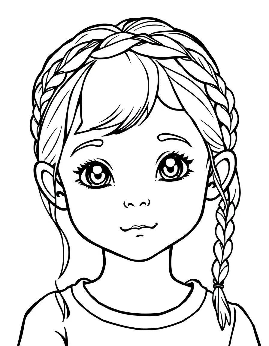 A child with hair in a simple braided headband.