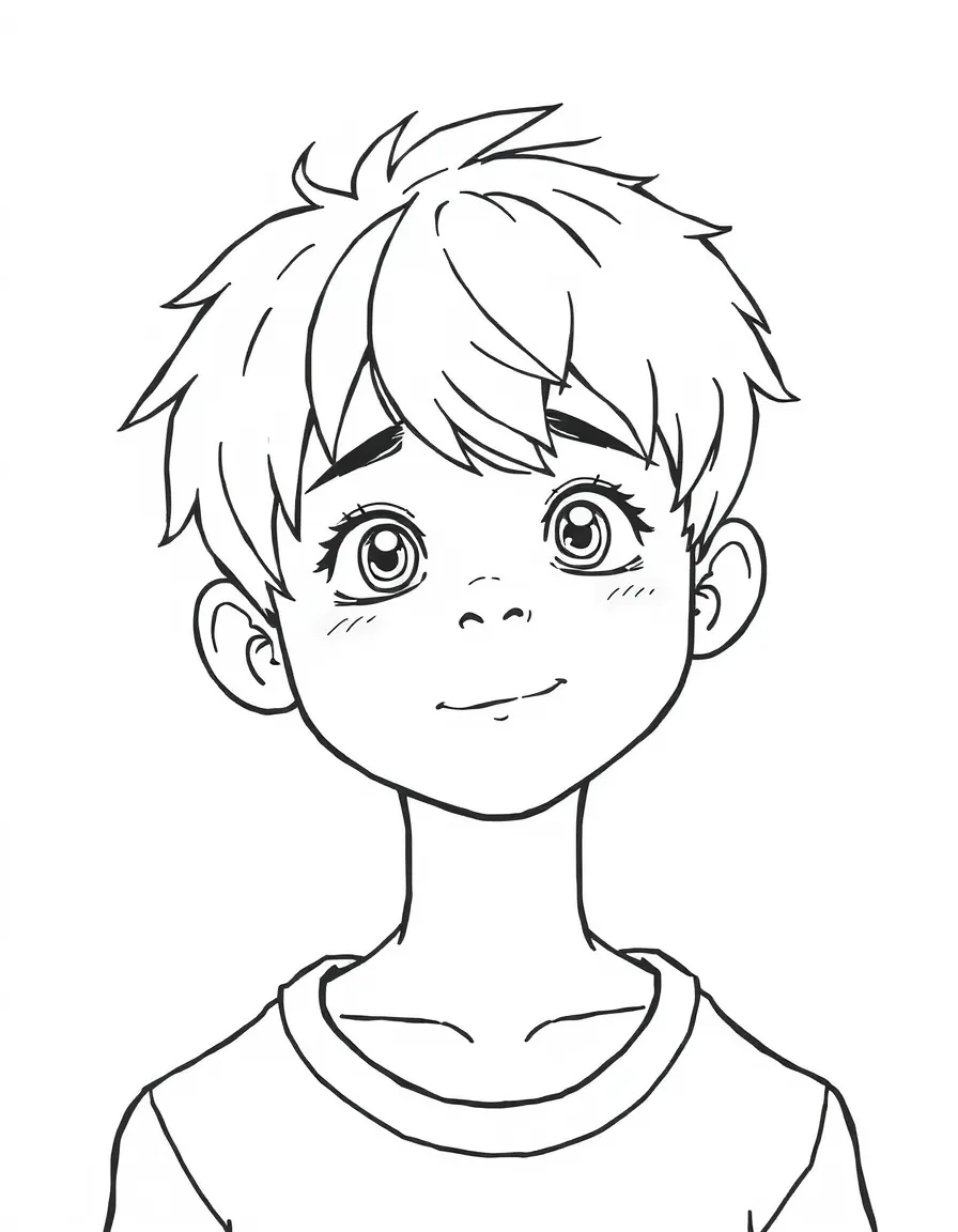A boy with short, shaggy hair.