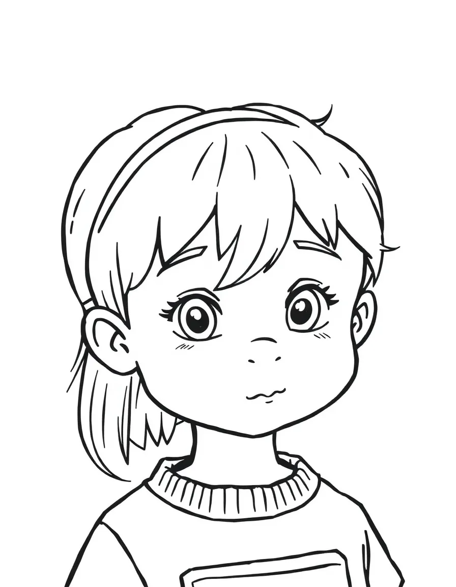 A child with hair with a simple elastic band.