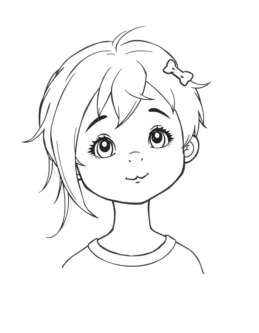 A child with hair with a small clip.