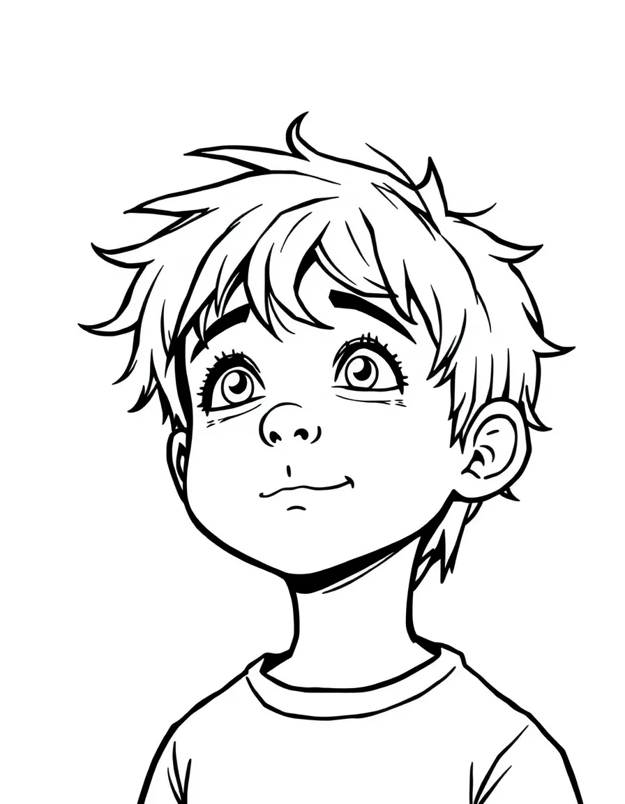 A boy with hair that's short and messy.