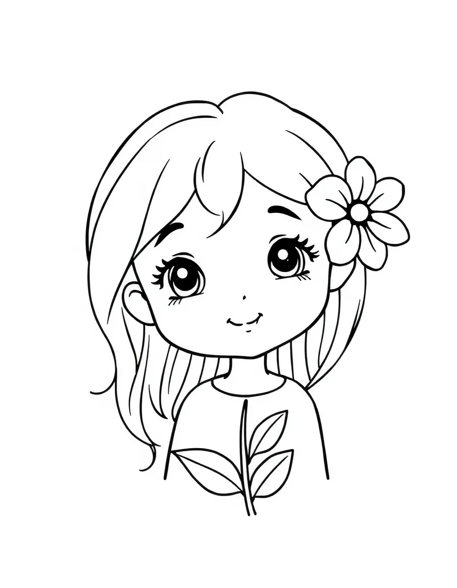 A child with hair with a simple flower clip.