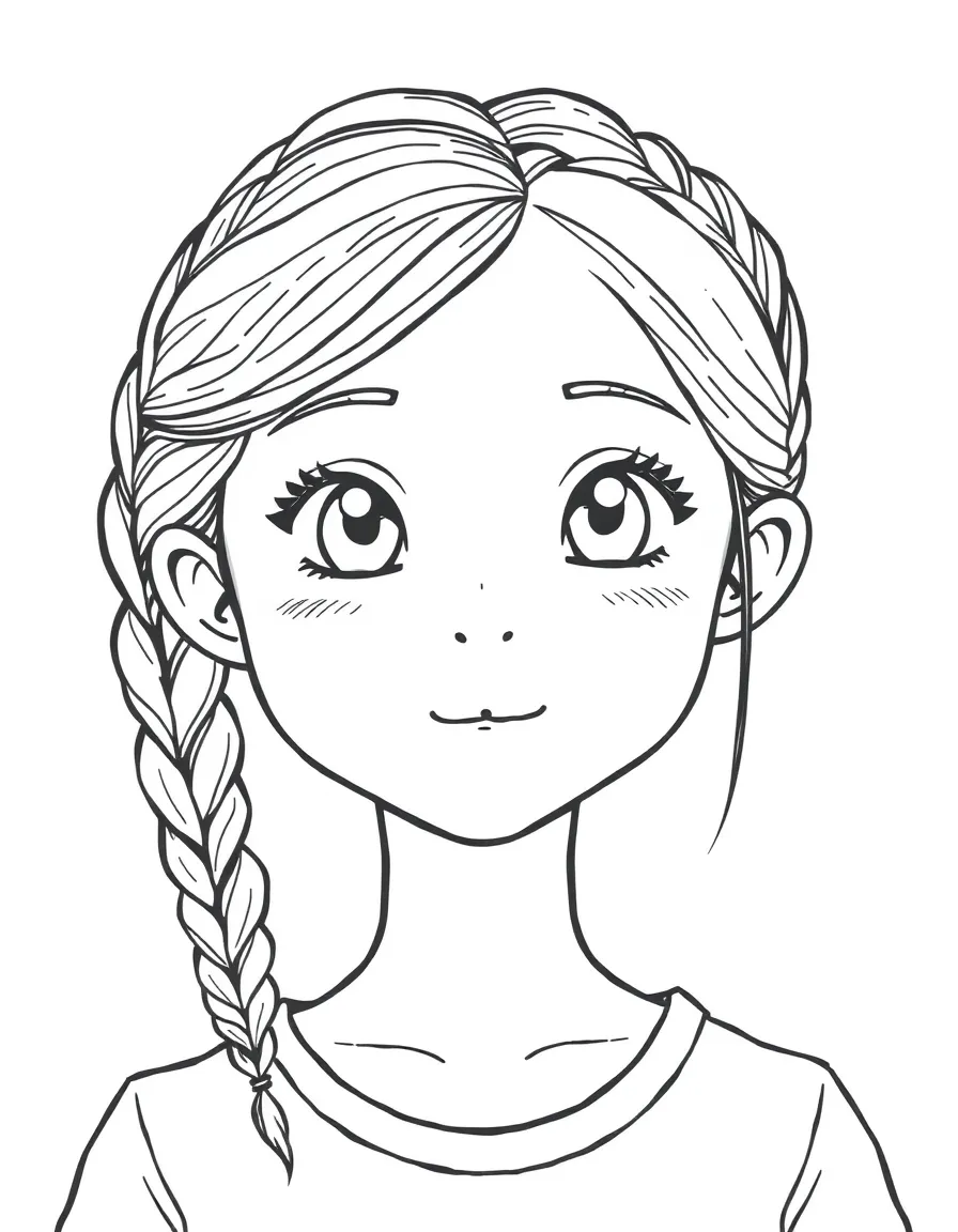 A girl with hair in a simple braided front part.