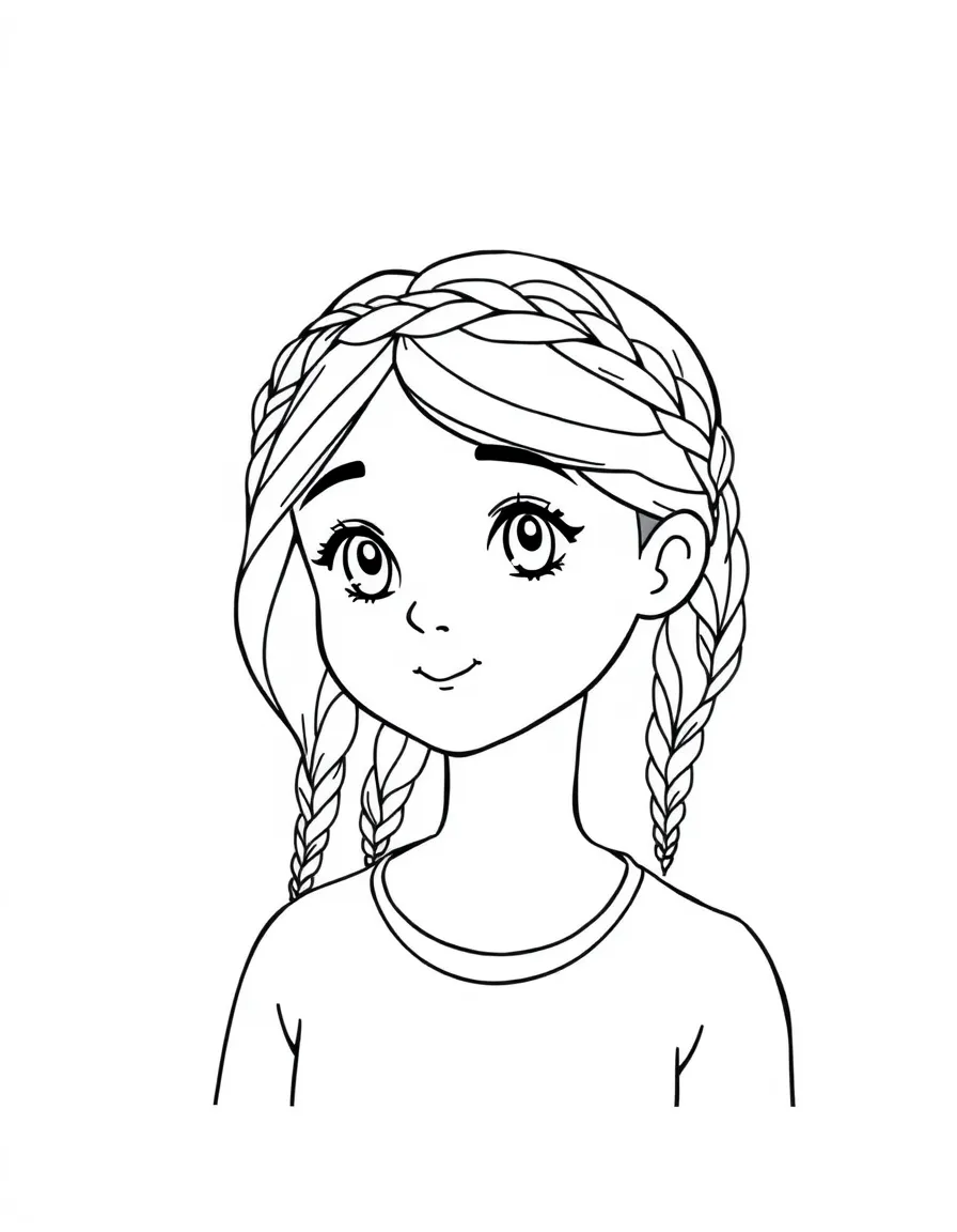 A girl with hair in a simple braided crown.