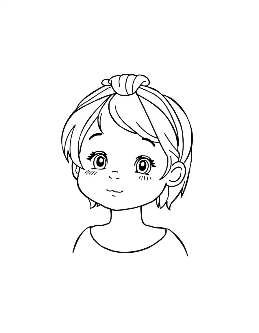 A child with hair in a simple fabric headband.