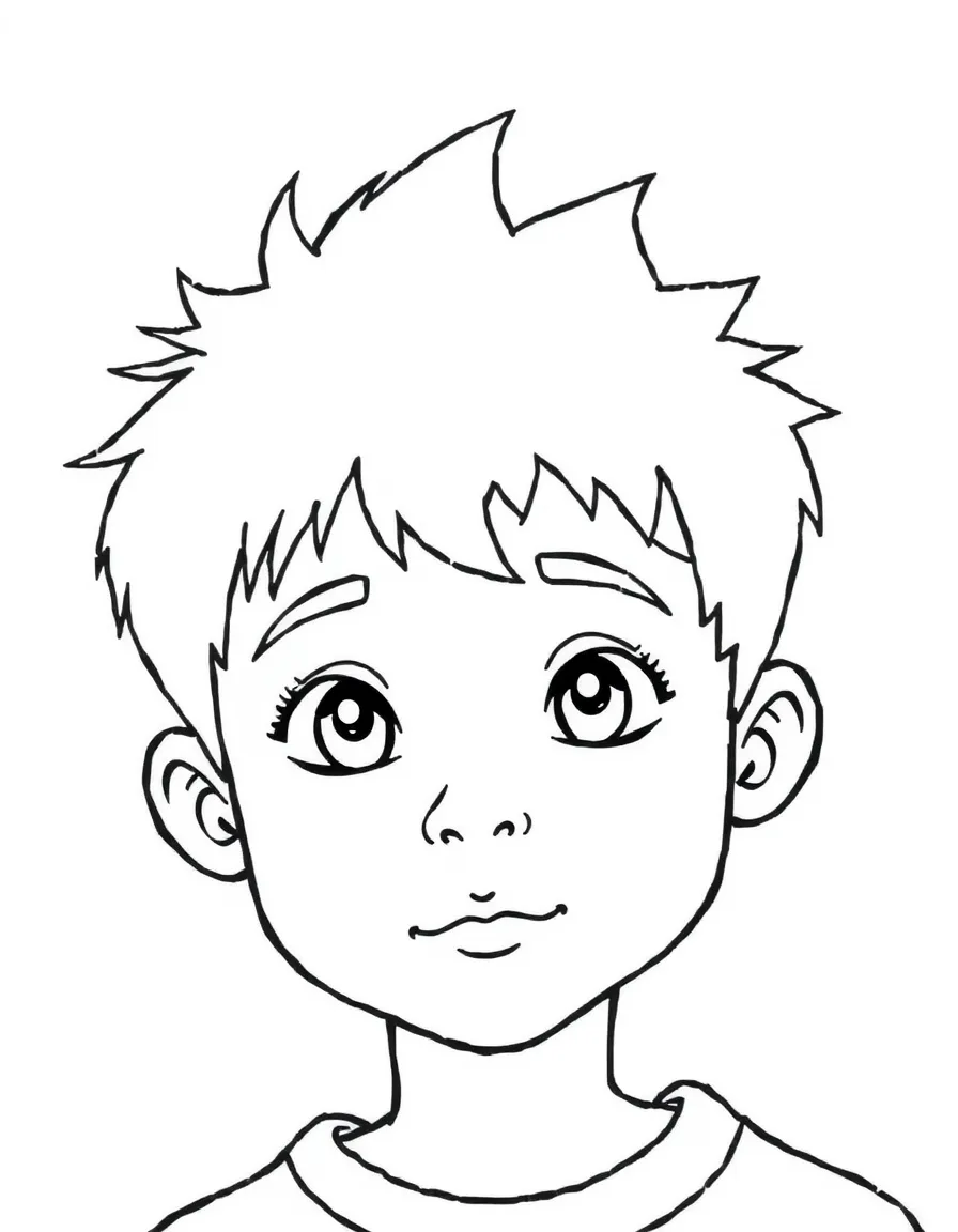 A boy with short hair that is slightly spiky on top.