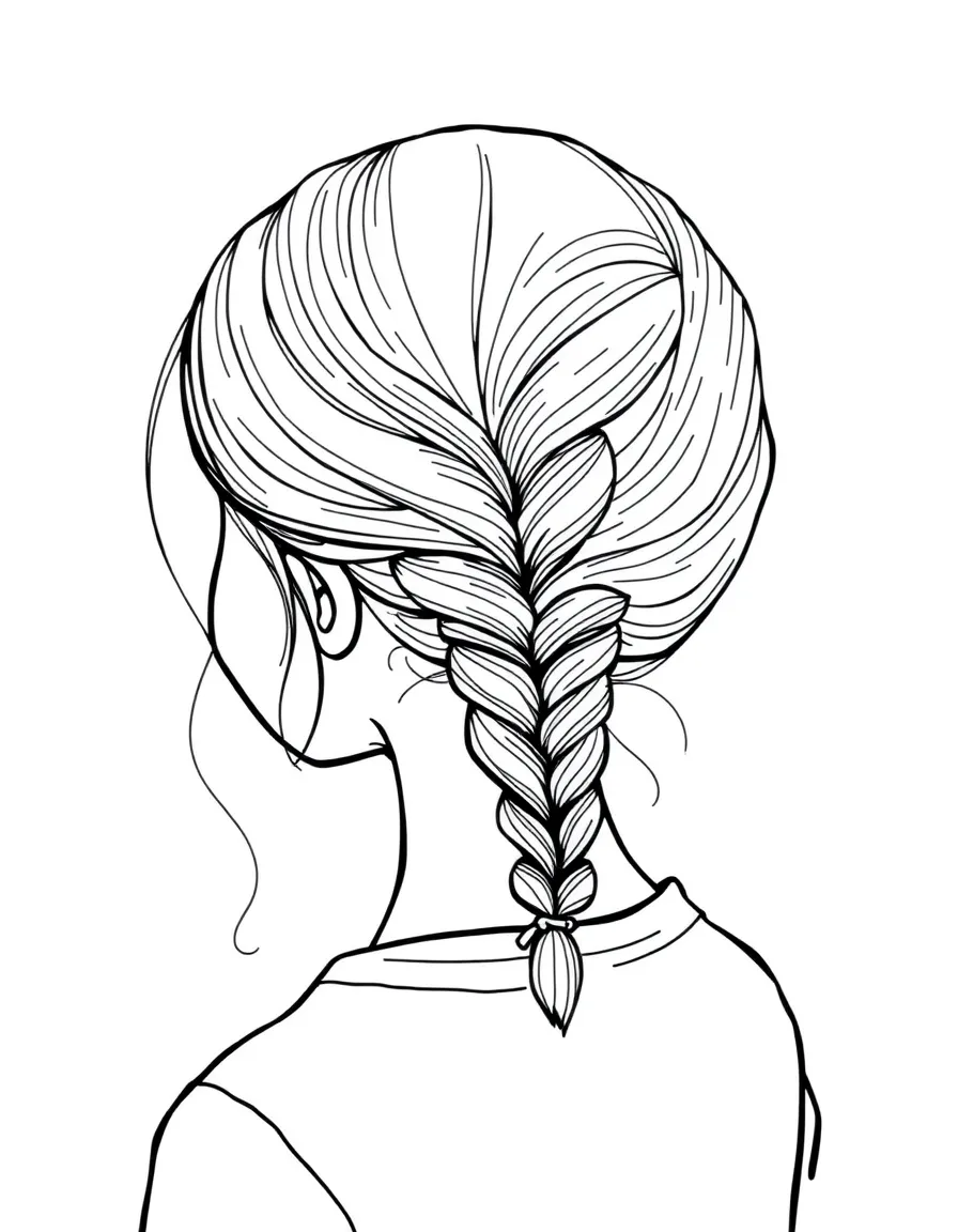 A girl with hair in a simple braided low bun.