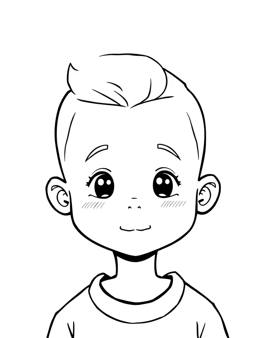 A boy with a simple crew cut with a slightly longer top.