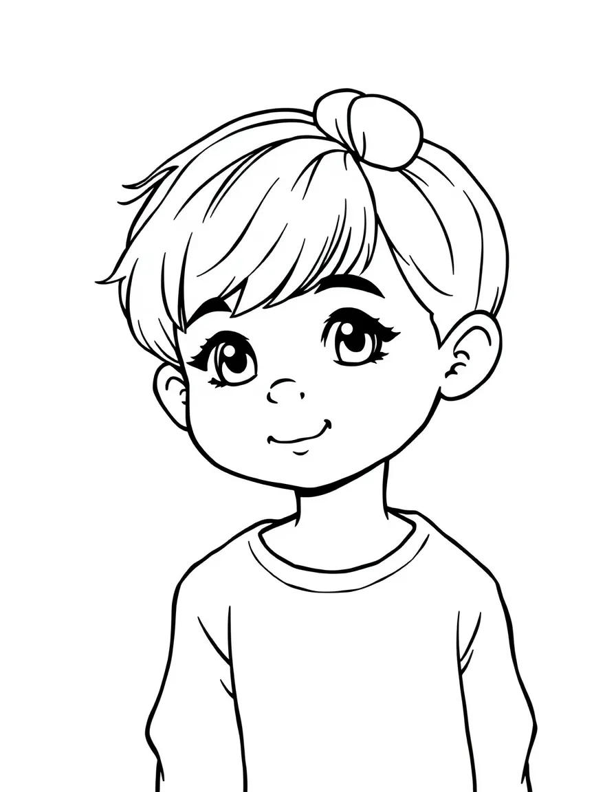 A child with hair in a simple scrunchie with ears.