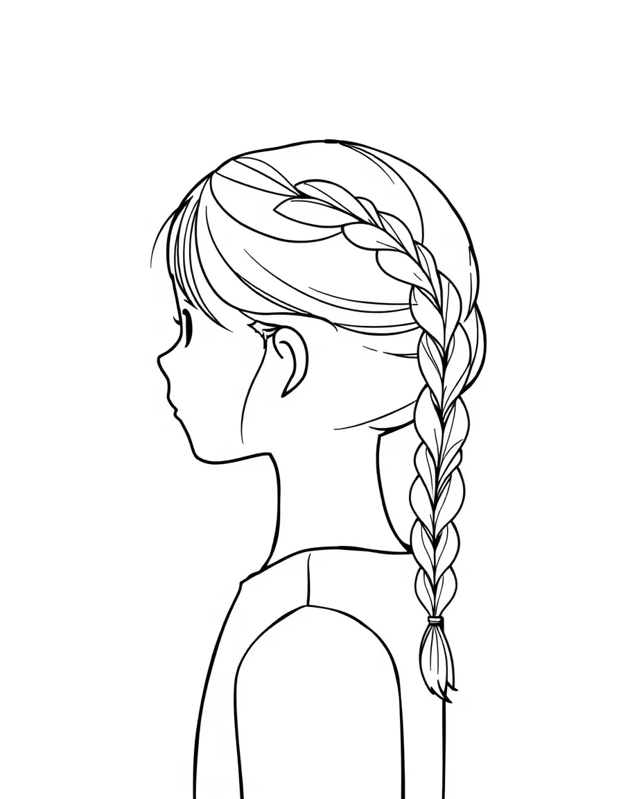 A girl with hair in a simple braided loop.