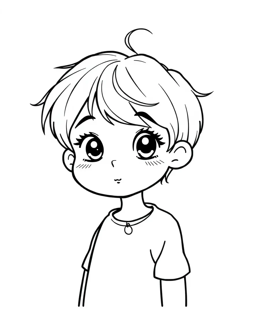 A child with hair in a simple elastic with a charm.
