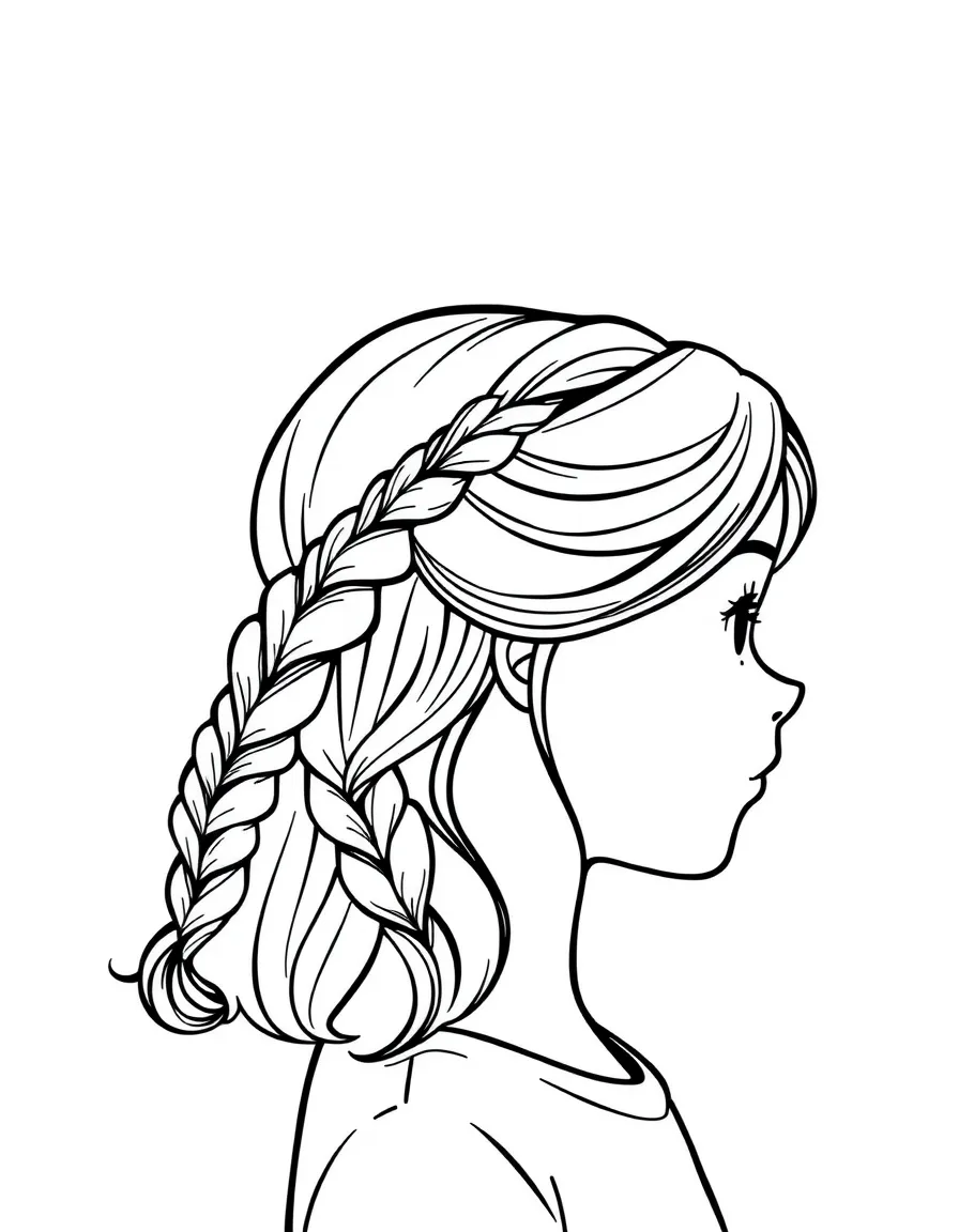 A girl with hair in a simple braided half-up.