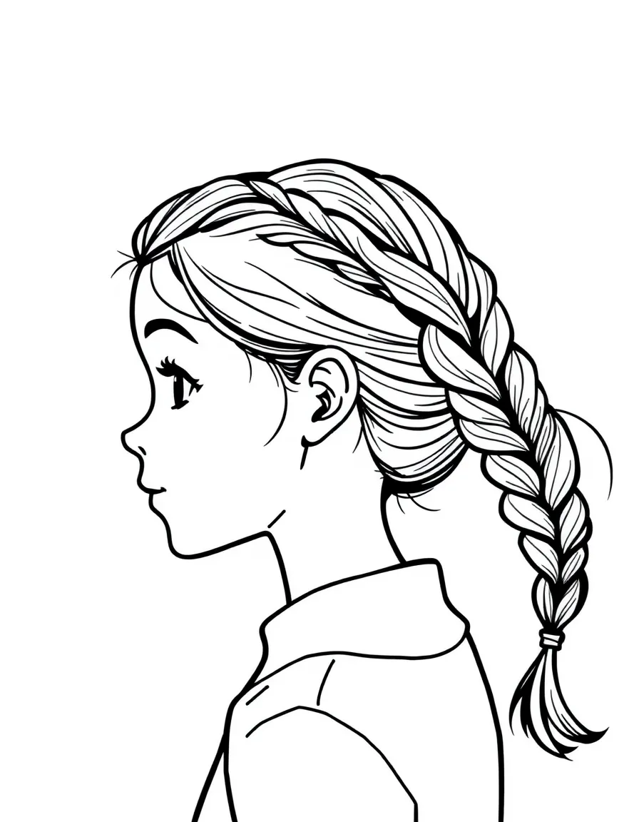 A girl with hair in a simple braided back twist.