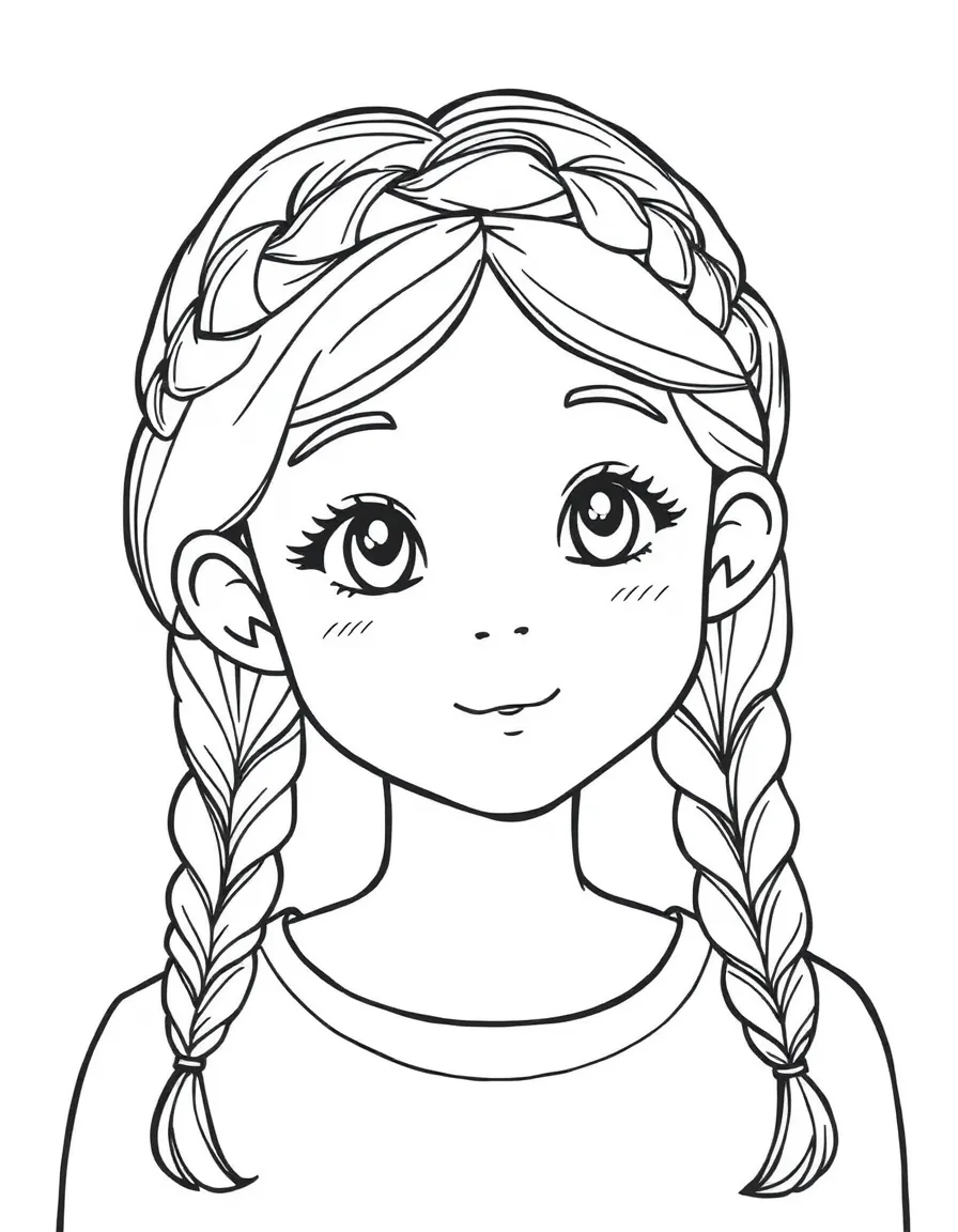 A girl with hair in a simple braided crown braid.