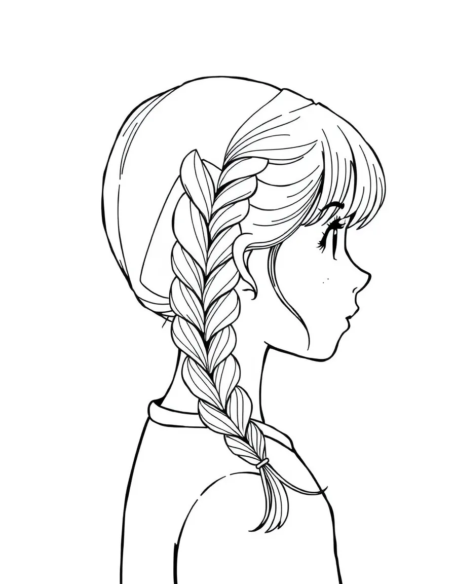 A girl with hair in a simple braided fishtail.