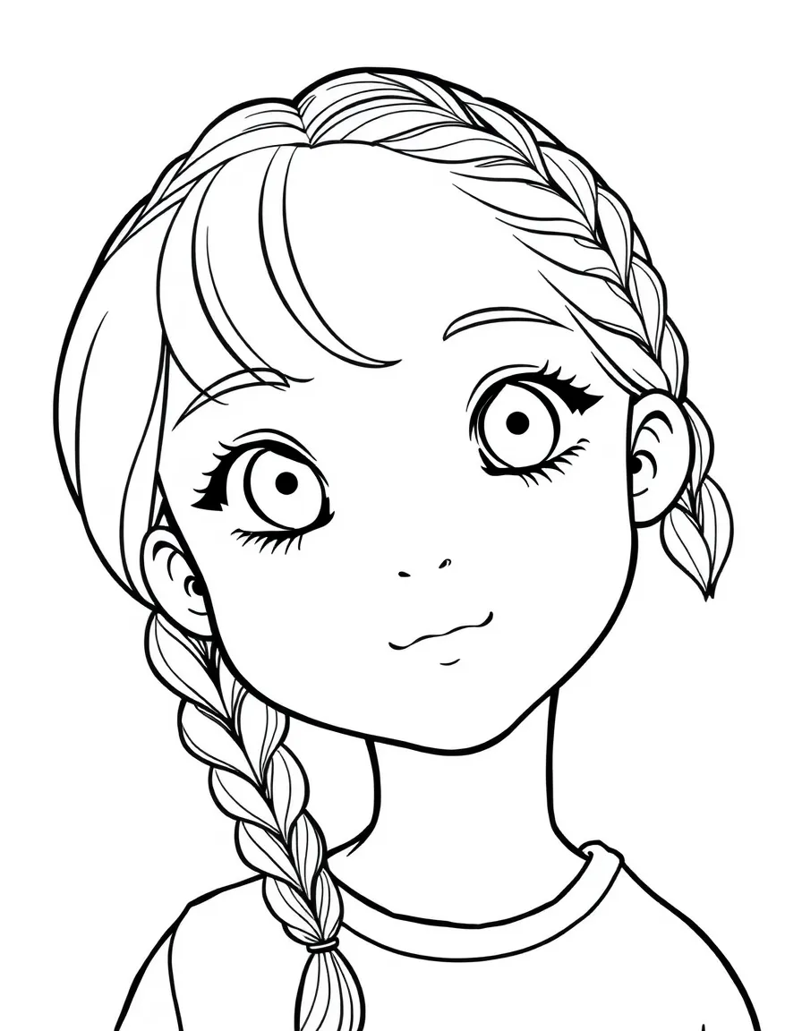 A girl with hair in a simple braided pull-through.